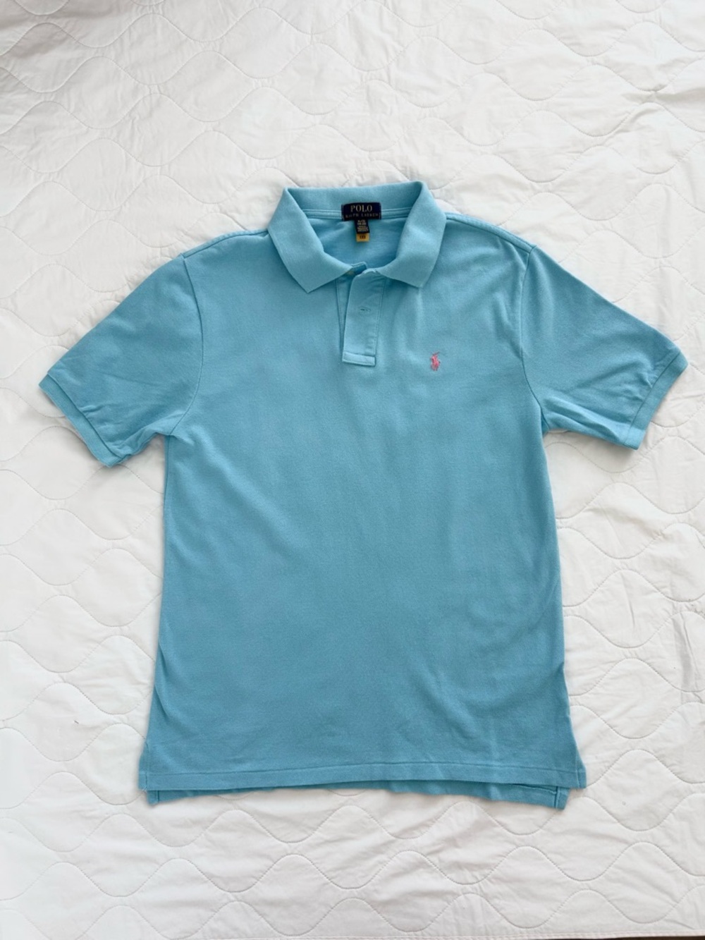 Polo by Ralph Lauren Light Blue Short-Sleeve Polo with Pink Pony